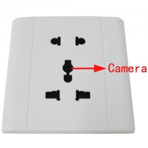 White Spy Electronic Outlet with Hidden Camera support TF Card
